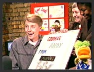He said 'Andi Peters will be here at ten to four on Monday - until then... there's a very large cake! I love you - bye bye!