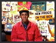 Andi introducing programmes in the Broom Cupboard, September 1990.