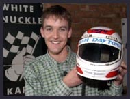 Simeon presents one of his first O Zone interviews at a go-kart track