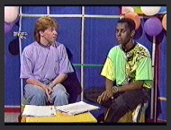 Simon with Andi Peters at half term, May 1989